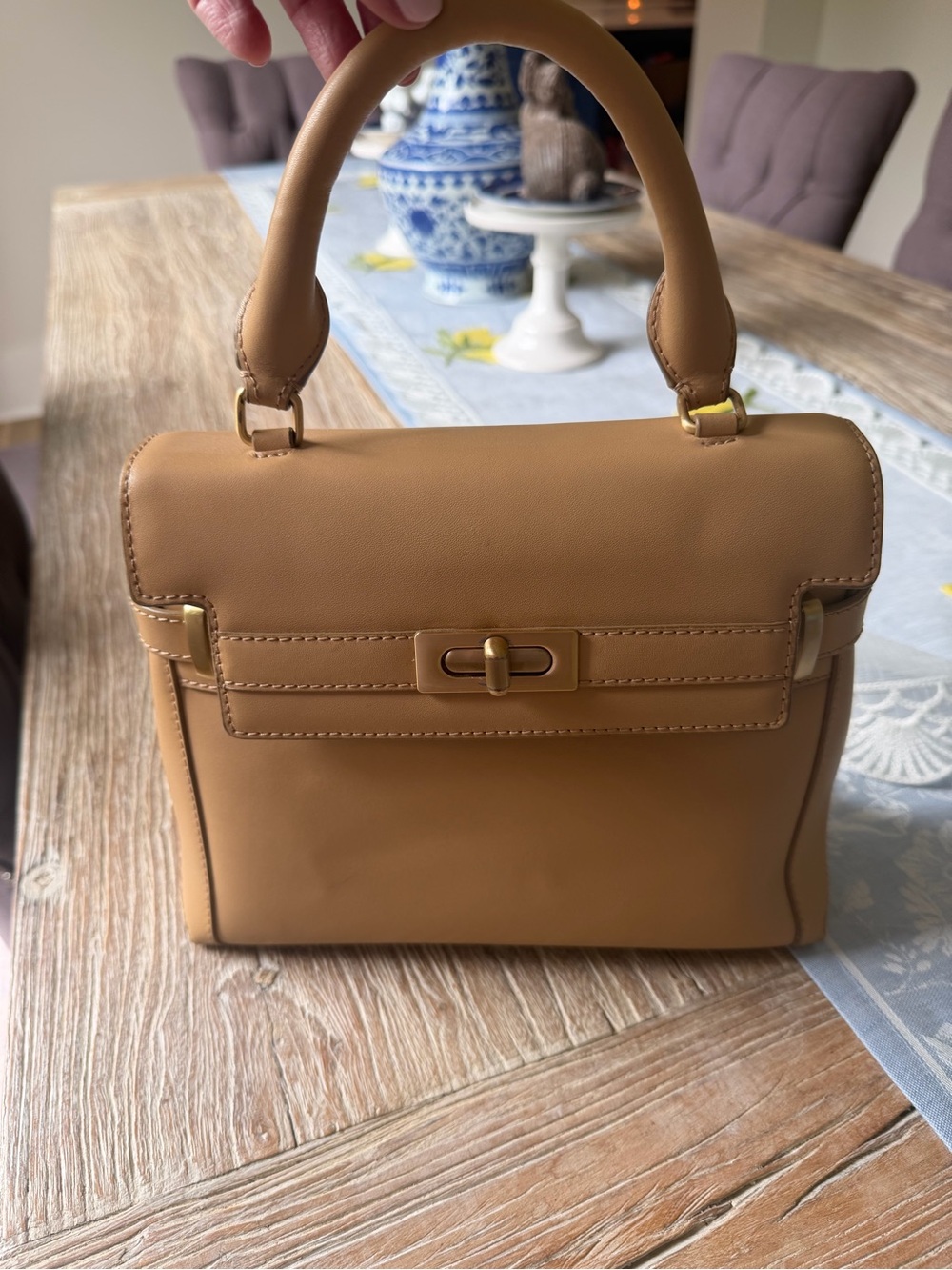 ANTONIO MELANI Camel Tan Top-Handle Handbag